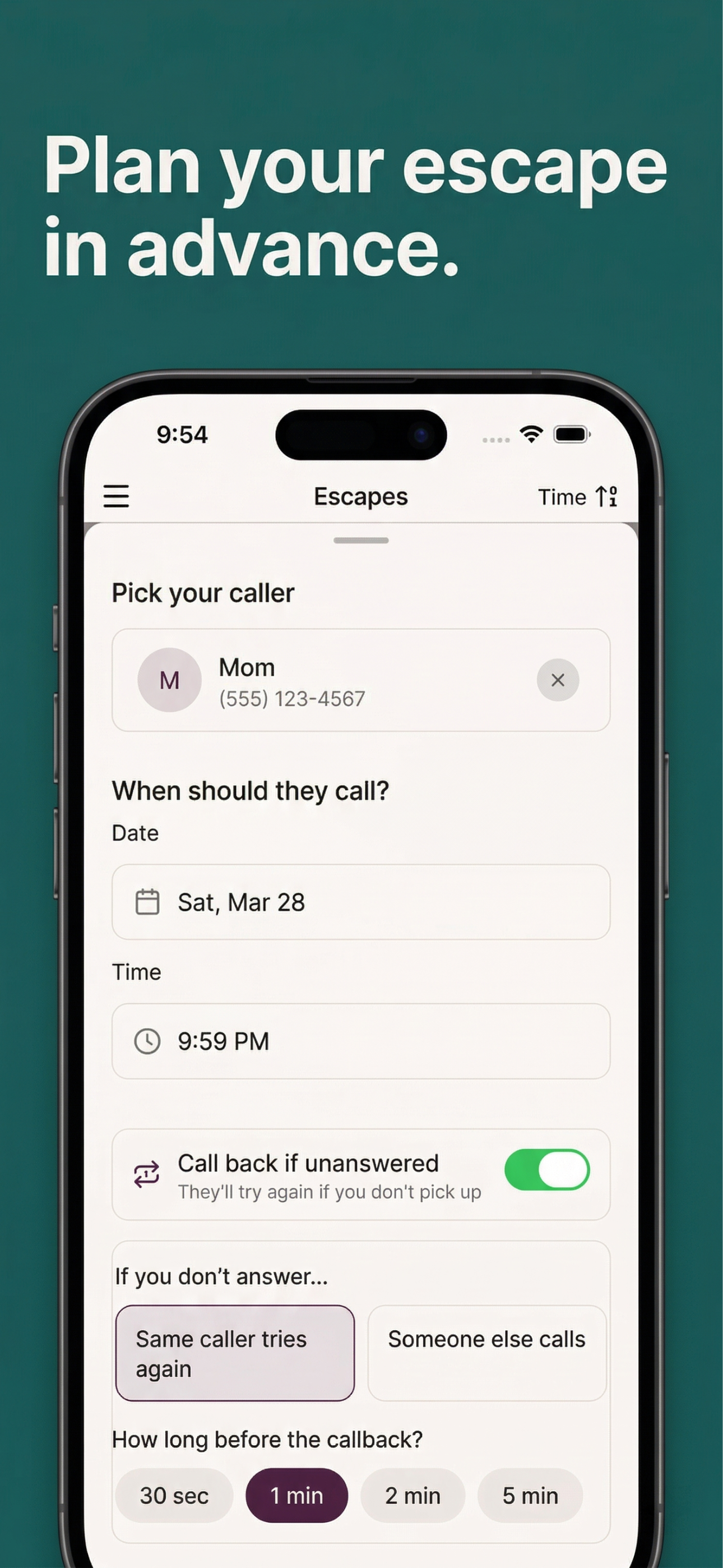 Date Escape: Fake Call & Exit