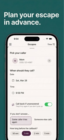 Date Escape: Fake Call & Exit iPhone screenshot