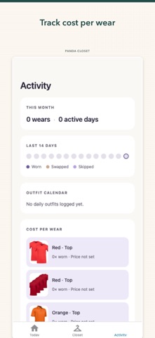 Panda Closet: Outfit Planner iPhone screenshot