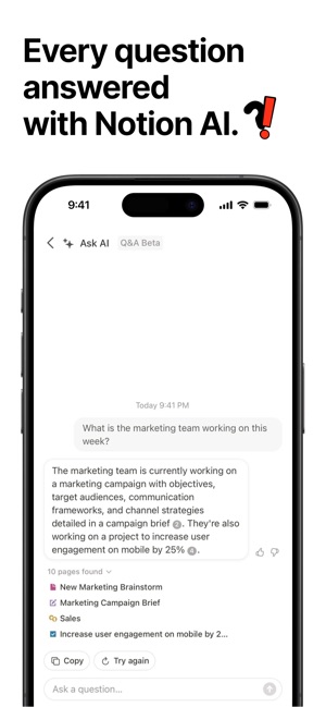 Screenshot of Notion: Notes, Tasks, AI