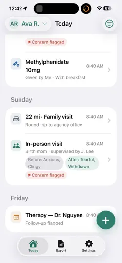 Screenshot von Foster Log auf dem iPhone 1