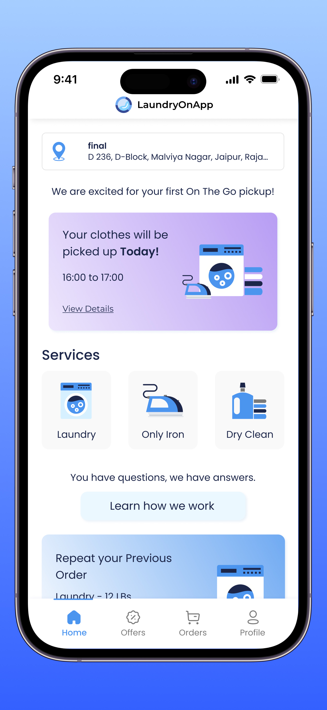 Laundry on app