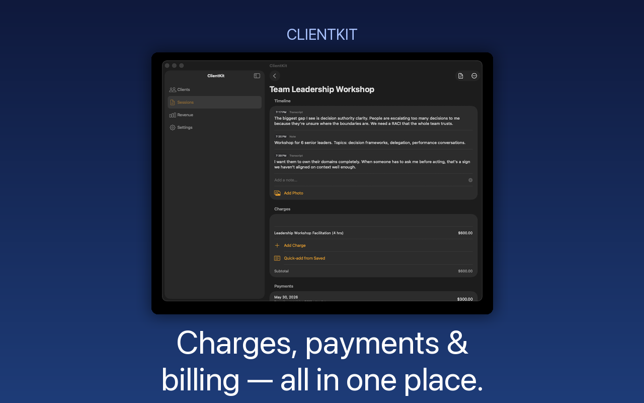 ClientKit: Session & Invoice screenshot 11