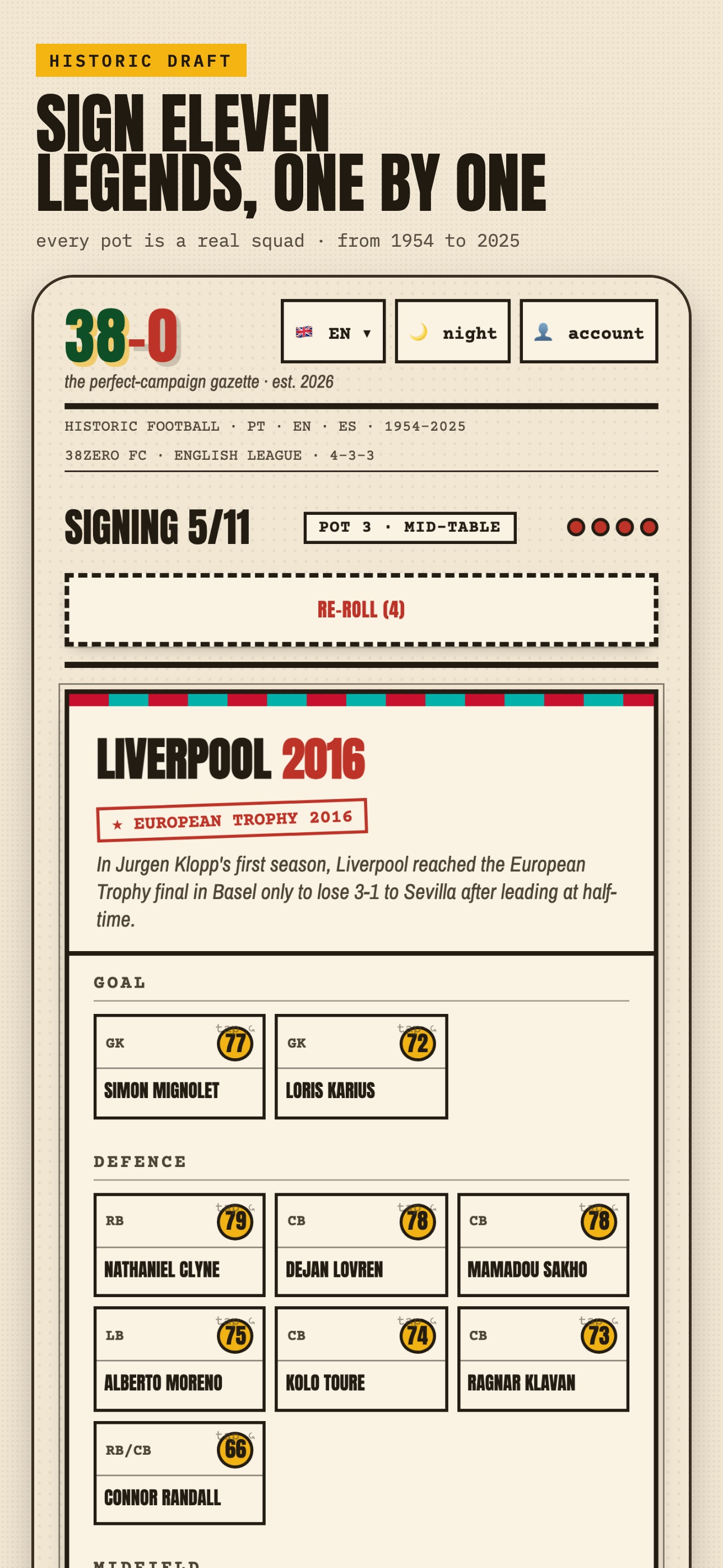 Screenshot 3 of 38-0: Football draft game