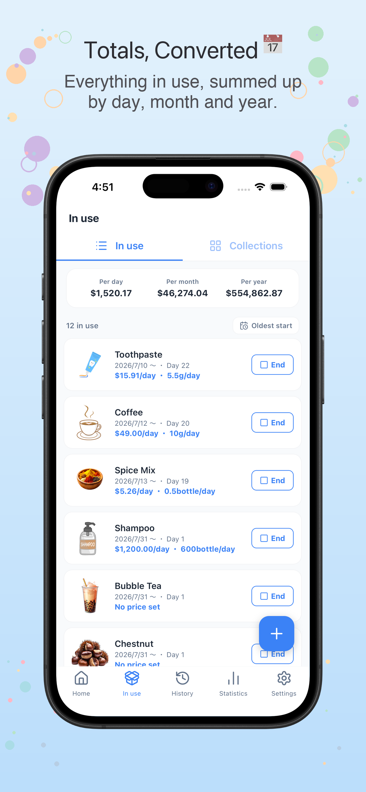 Cost Per Day Tracker: UsePace screenshot 2