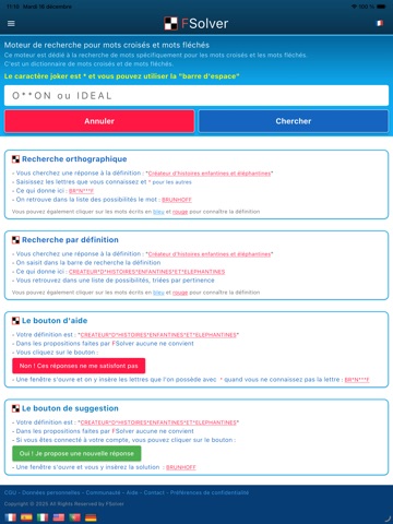 FSolver Solutions Mots Croisés iPad screenshot 1