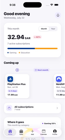 Tally - Subscriptions Tracker iPhone screenshot
