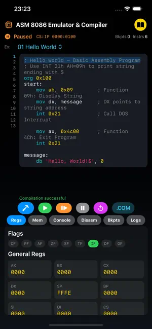 ASM 8086 Emulator & Compiler screenshot 2