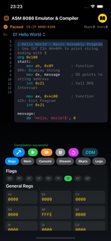 ASM 8086 Emulator & Compiler Screenshot 2 of 3