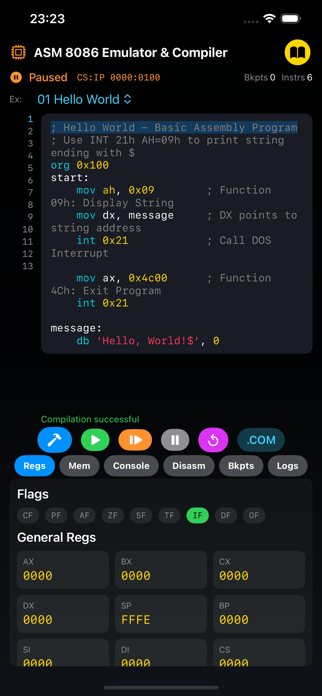 ASM 8086 Emulator & Compiler Screenshot 2 of 3