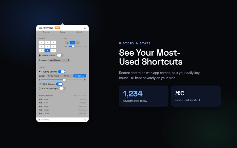 GlowKeys: Keystroke Visualizer iPhone screenshot