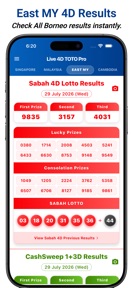 4D TOTO Pro: SG MY Live Result screenshot