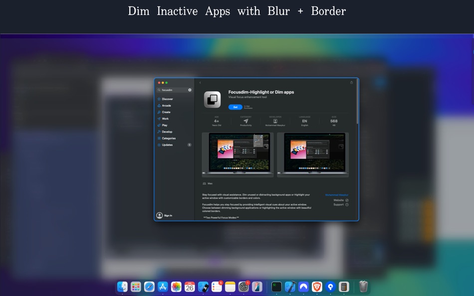 #2. Focusdim-Highlight or Dim apps (macOS) 由: Muhammad Masykur