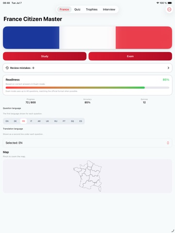 France Citizen Test: 2026 iPad screenshot