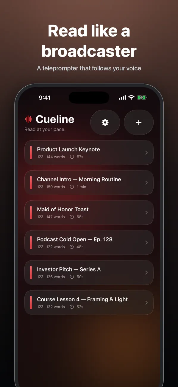 Screenshot #2 pour Cueline: Teleprompter