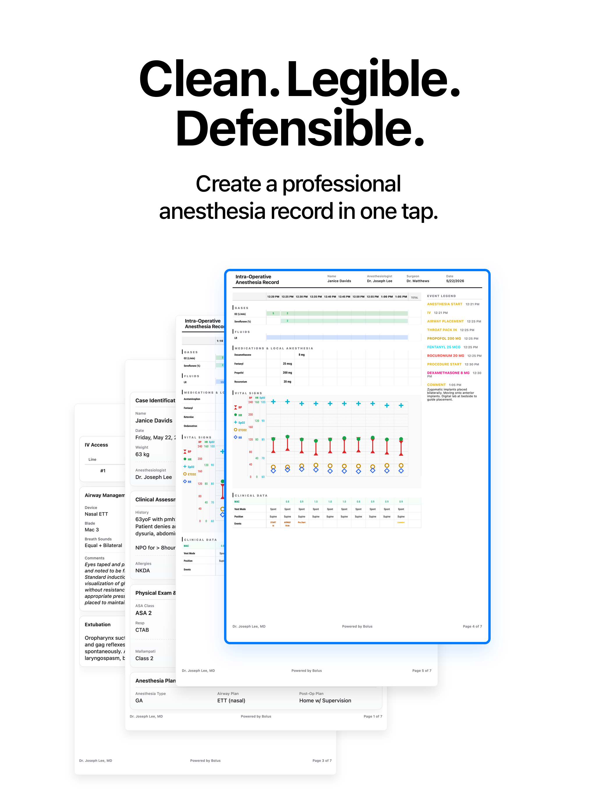Bolus: Anesthesia Record