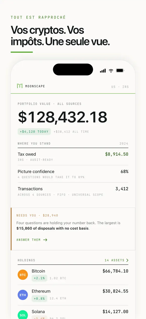 Screenshot #1 pour Moonscape – Crypto & Impôts