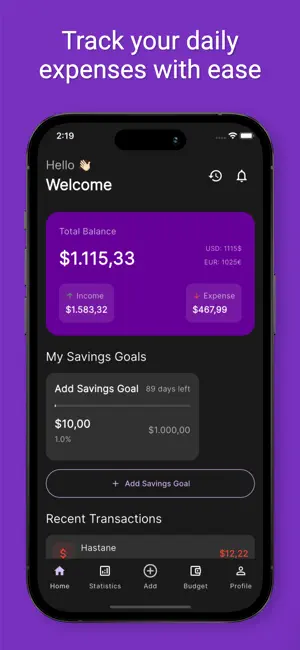 Smart Wallet - Budget Tracker screenshot 1