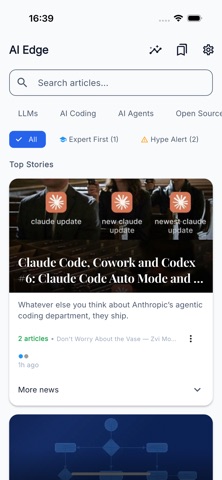 AI Edge - AI News Intelligence iPhone screenshot 1