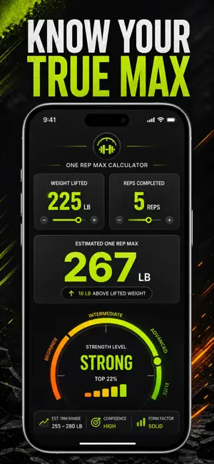 1RM Calculator & Strength Log screenshot 1