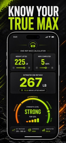 1RM Calculator & Strength Log iPhone screenshot