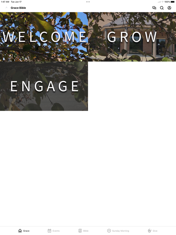 Grace Bible Columbia iPad screenshot 1 - Education app