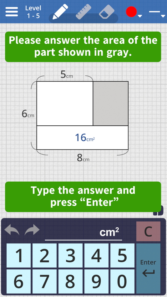 #1. Area Quiz : Geometry Problems (iOS) Podle: Wasabi Applications