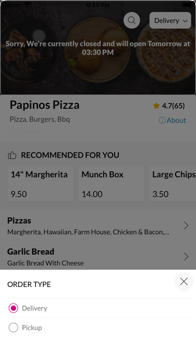 Papinos Pizza Screenshot
