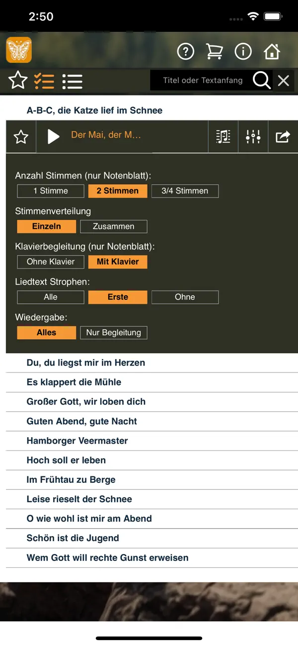 Screenshot #1 pour Deutscher Liederschatz