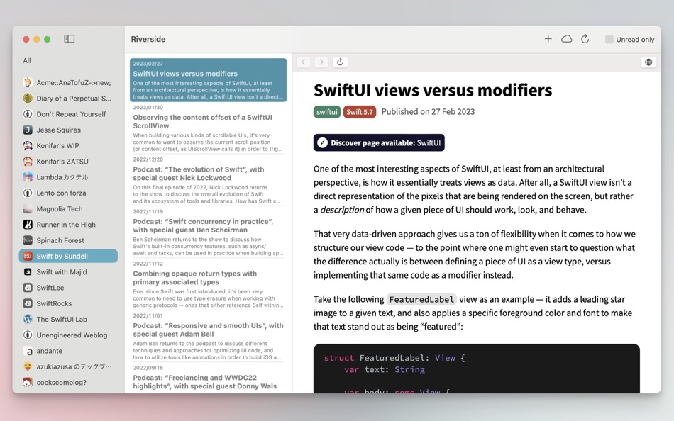 Riverside for Mac - RSS Reader - 1.1.0 - (macOS)