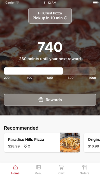 HillCrust Pizza iPhone screenshot 1 - Food & Drink app