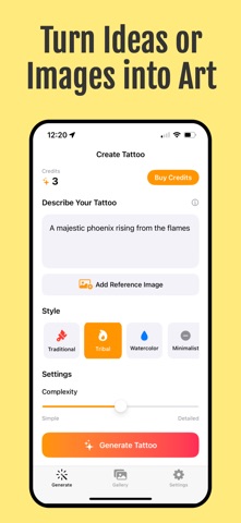 AI Tattoo Generator & Try On iPhone screenshot