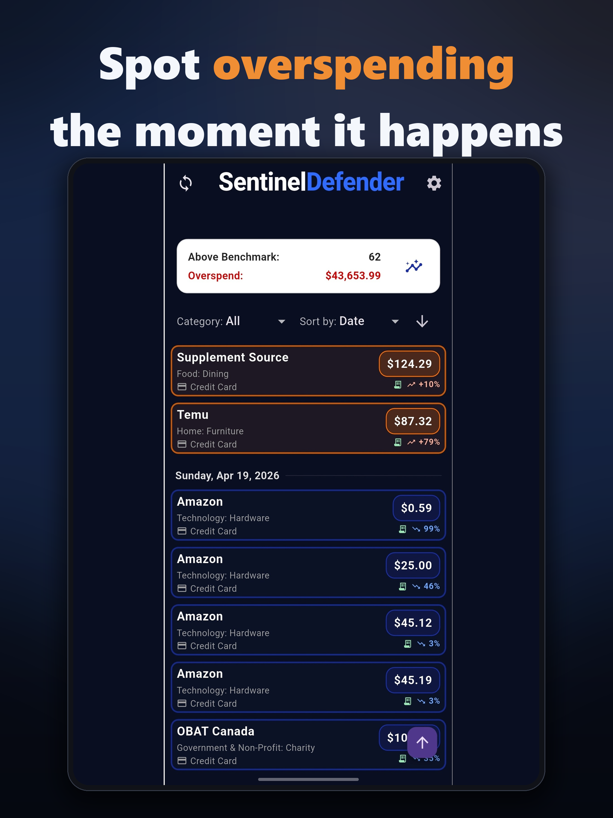 Sentinel Defender AI Budgeting screenshot 6