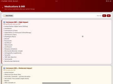 Warfarin Wise iPad screenshot