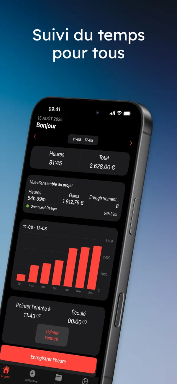 Screenshot #2 pour Chrono Heures: Suivi Travail