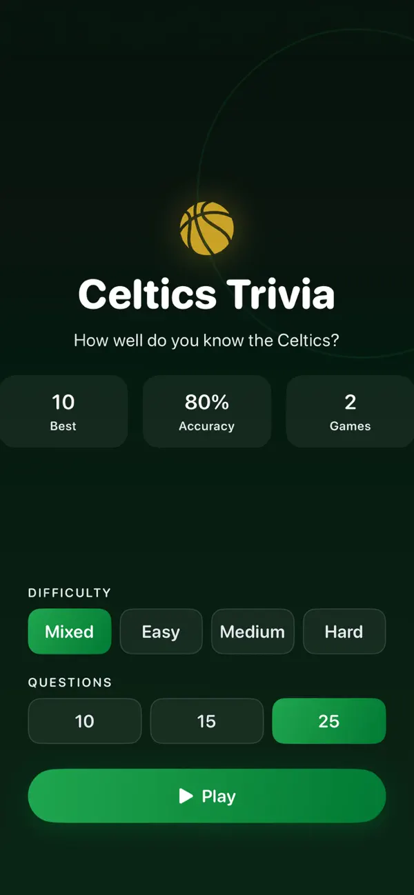 Screenshot #1 pour Celtics Trivia