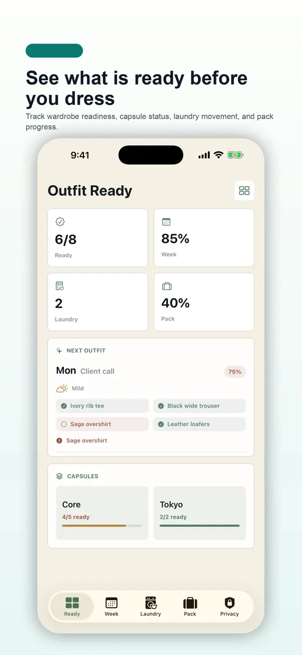 Screenshot #1 pour Outfit Ready Board