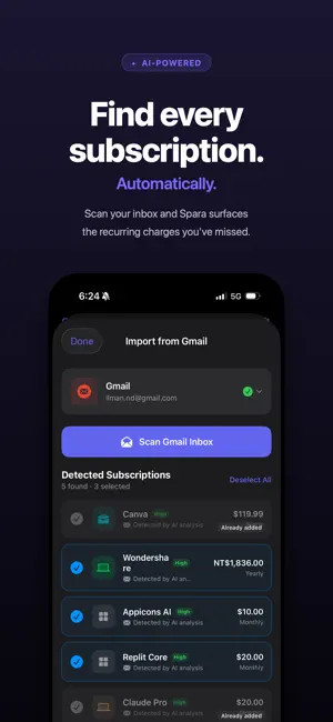 Spara - Subscription Tracker screenshot 1