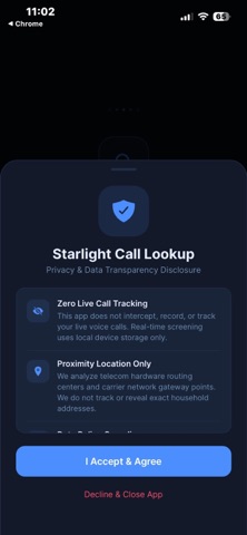 Starlight Call Lookup iPhone screenshot