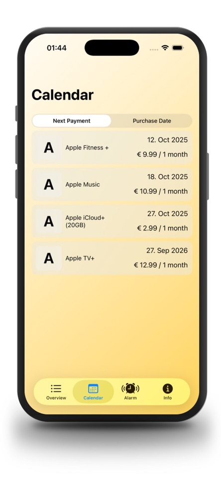 Subscriptions and Budget screenshot 2