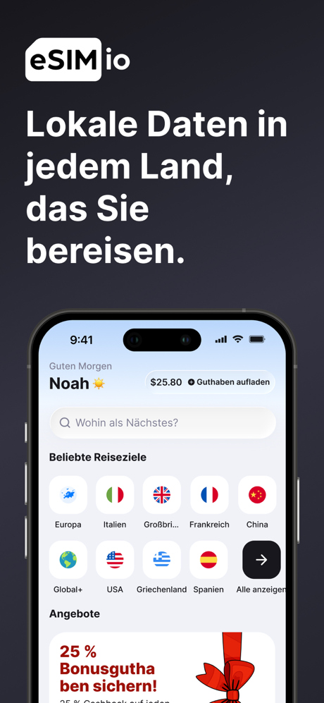 eSIM io: Globale SIM-Karte screenshot 1
