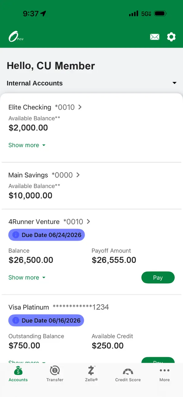 Screenshot #1 pour OFCU Mobile Banking