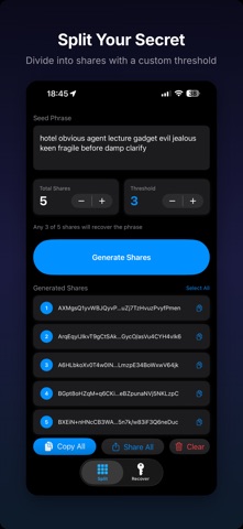Shamir Backup screenshot