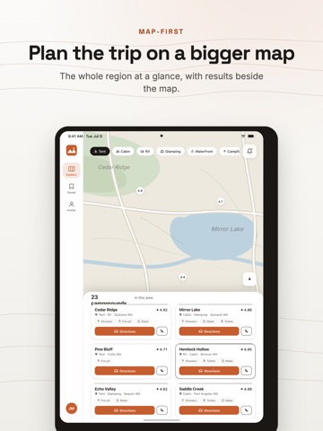 Milemark: Campground Finder iPad screenshot