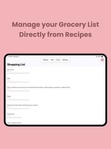 Recipe Mini: Manager & Planner iPad screenshot
