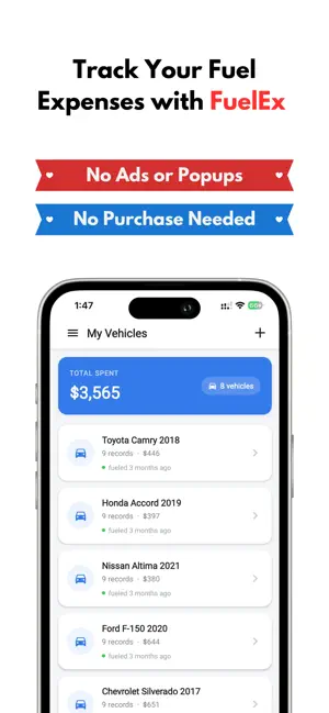 FuelEx - Gas & Mileage Tracker screenshot 1
