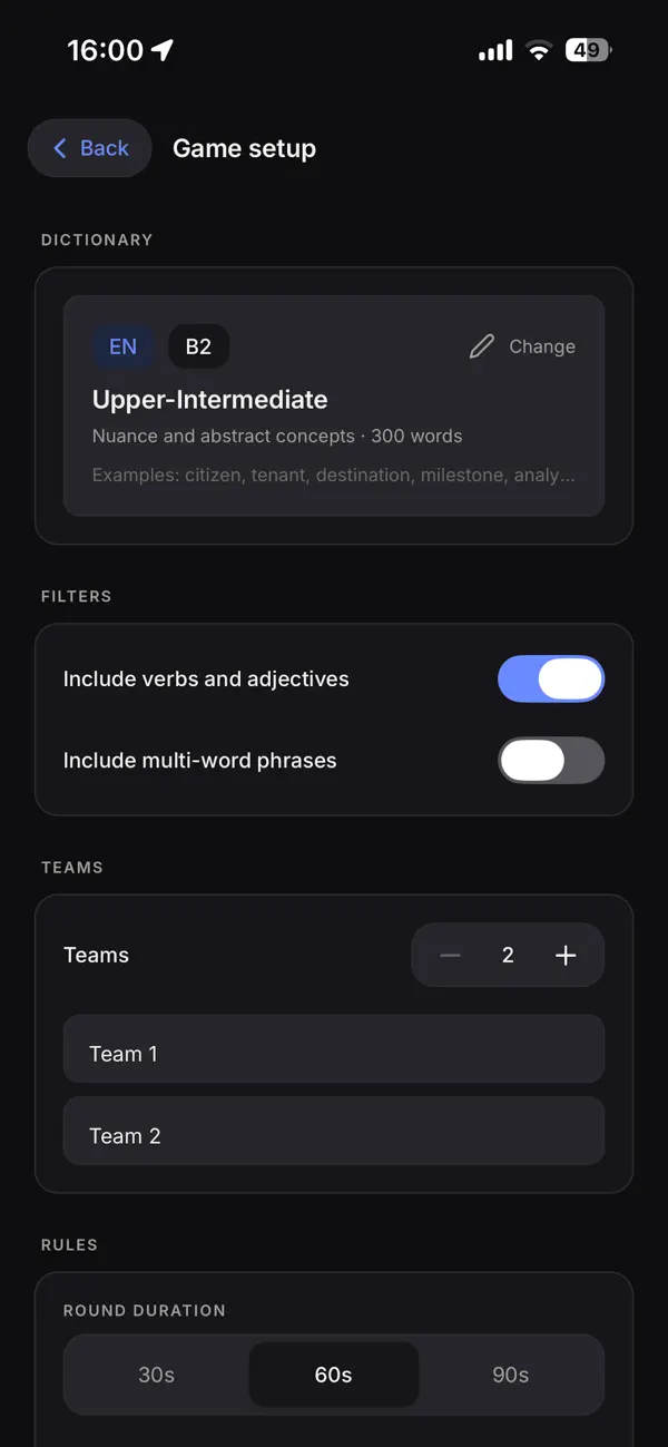 Screenshot #2 pour Alias: CEFR Party Game