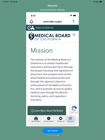 Medical Board of California iPad screenshot