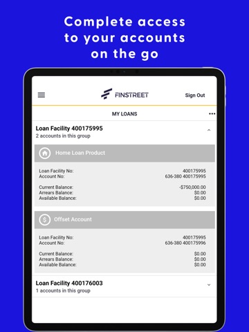 Finstreet Mobile Access iPad screenshot