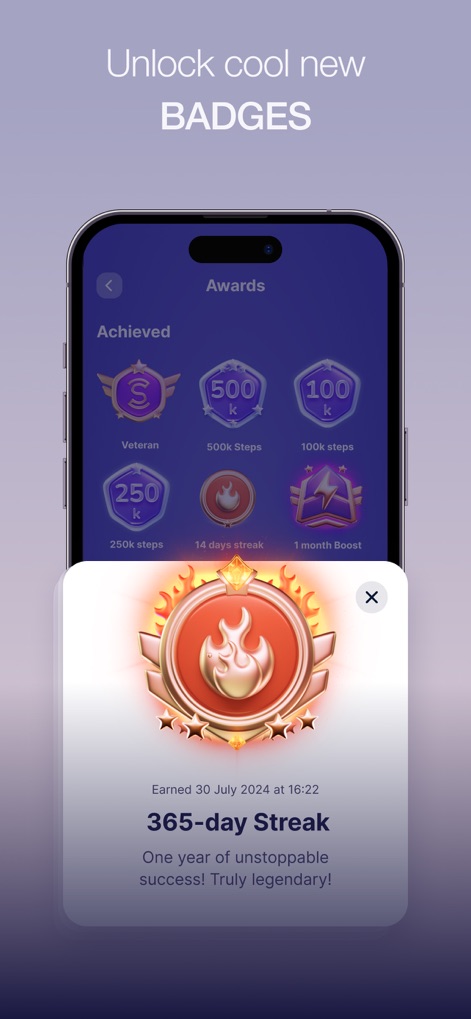 Sweatcoin Walking Step Counter - 達成感をバッジで視覚化